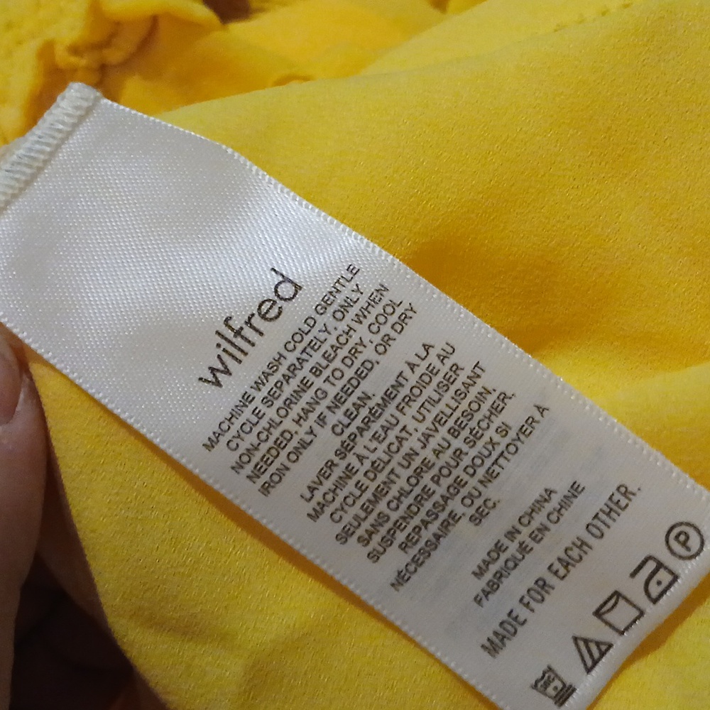 Wilfred Tempest Mini Dress Yellow Off The Shoulder Dress Size M - Picture 10 of 10